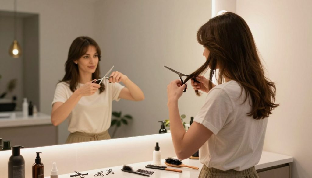 como cortar o cabelo em camadas sozinha em casa