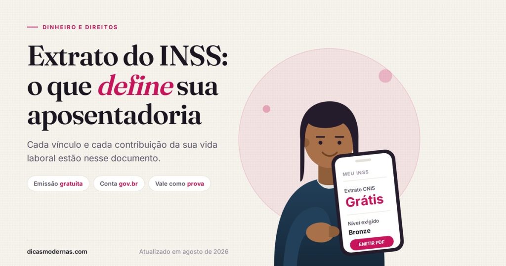 Ilustração de trabalhadora emitindo o extrato CNIS gratuito no aplicativo Meu INSS